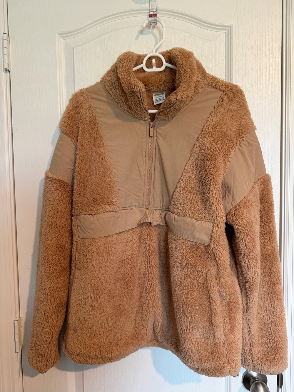 VS PINK Plush Teddy Fleece Half-Zip Jacket - Camel
